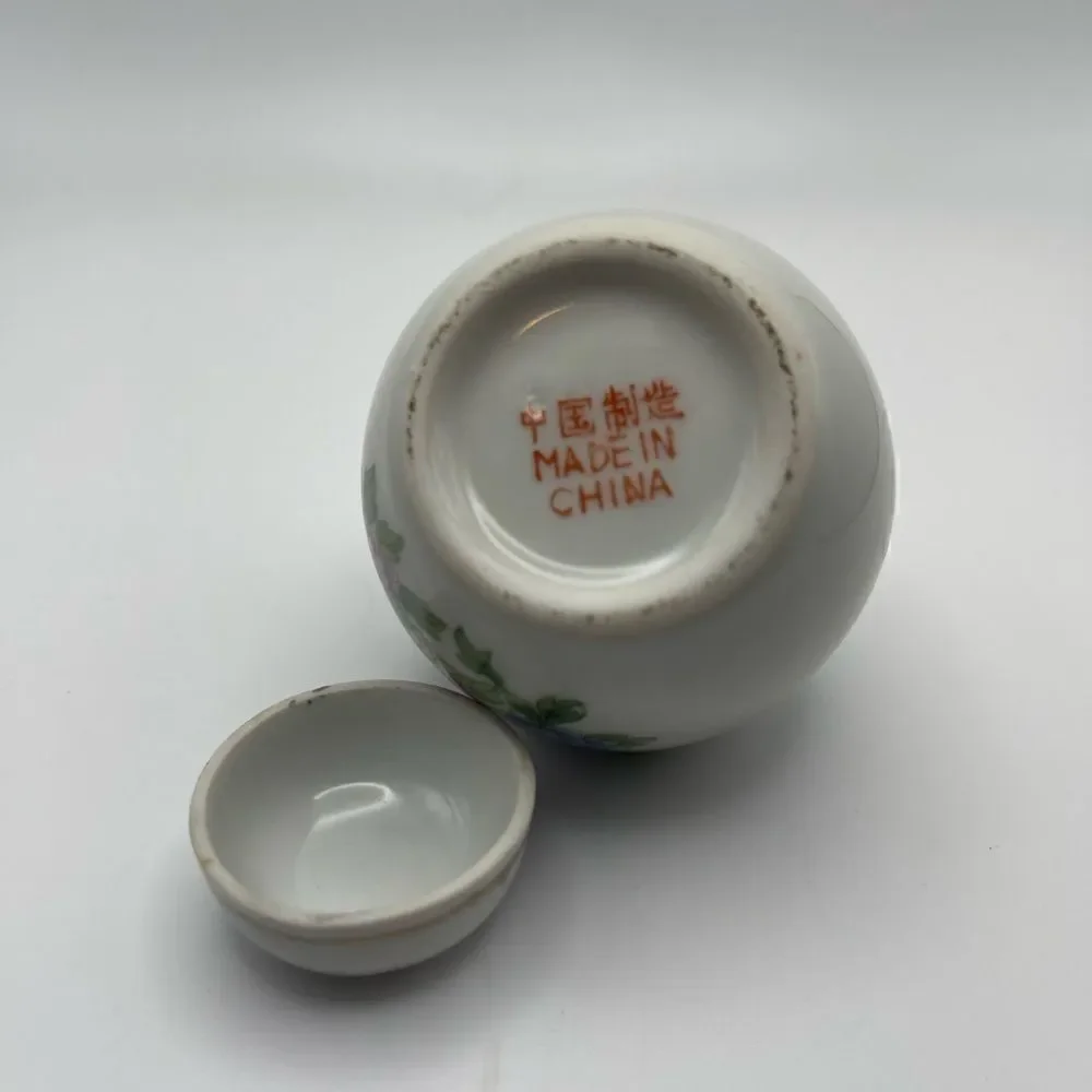 Small white Chinese ginger jar floral vintage
